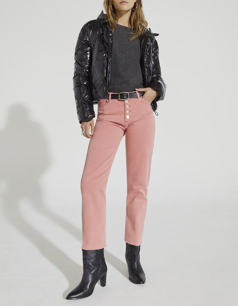 Roze rechte jeans hoge taille cropped onafgewerkte boorden - IKKS