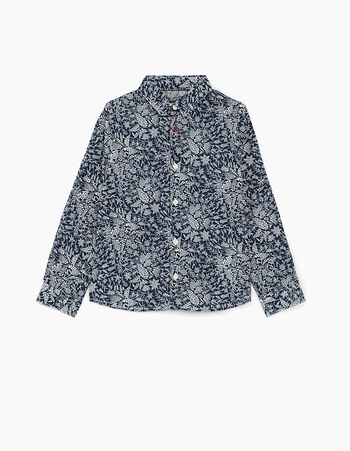 Boys’ navy Liberty fabric star motif shirt - IKKS