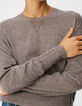 Pull manches longues taupe gris&eacute; tricot d&eacute;tail lurex Femme-4