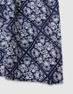 Marineblaues Kleid  Blumendruck Vorderteil M&auml;dchen-4