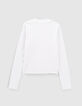 Gebroken wit geribd T-shirt met rits meisjes-3