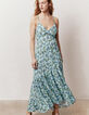 Women’s turquoise Paisley print viscose long dress-2