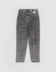 Light grey mom jeans rits en studs meisjes-3