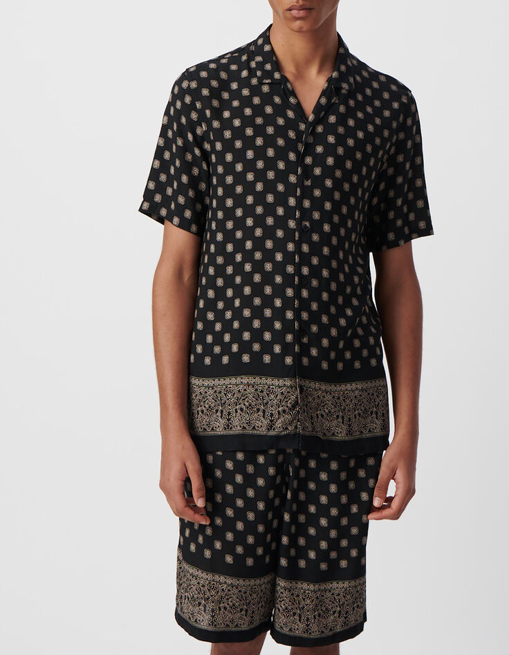 Zwart REGULAR overhemd print Balinese motieven Heren-2