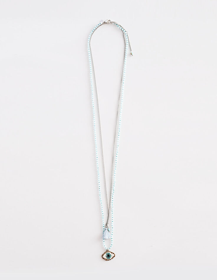 Collier sautoir double rangs œil bijou femme-1