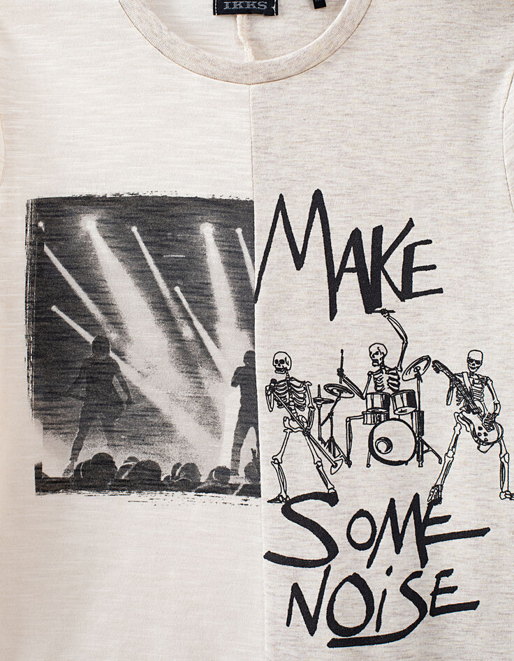 Boys’ ivory organic T-shirt with concert image-3