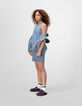 Robe chasuble en jean bleu fille-1
