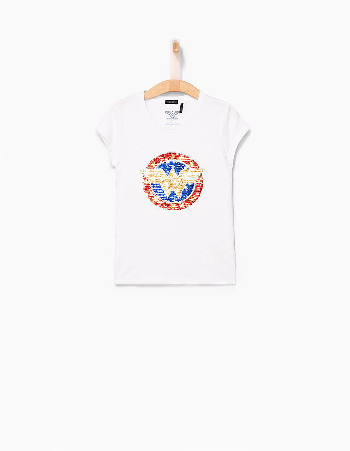 Tee-shirt Wonderwoman blanc avec logo W fille - IKKS