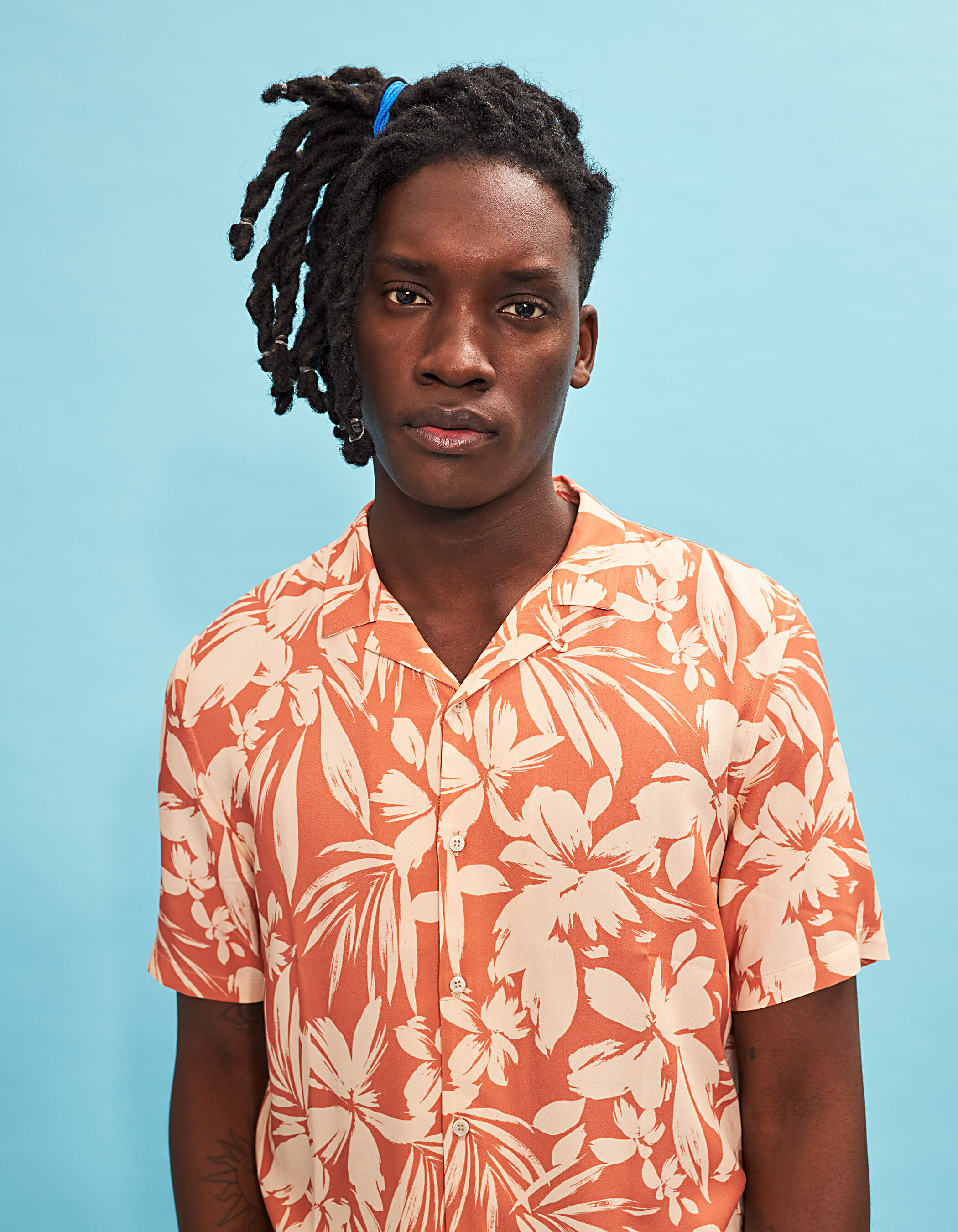 Chemise REGULAR corail Ecovero maxi fleurs Homme