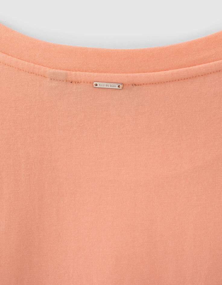 Koraalrood T-shirt bio zonsondergang meisjes-3