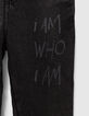 Jogging noir avec print typo garçon -5