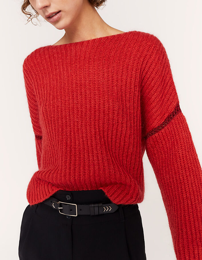Women’s strawberry fluffy wool V-neck sweater-3