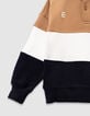 Sweat camel, écru et marine coton bio col polo garçon-7 Sweat camel, écru et marine coton bio col polo garçon-7
