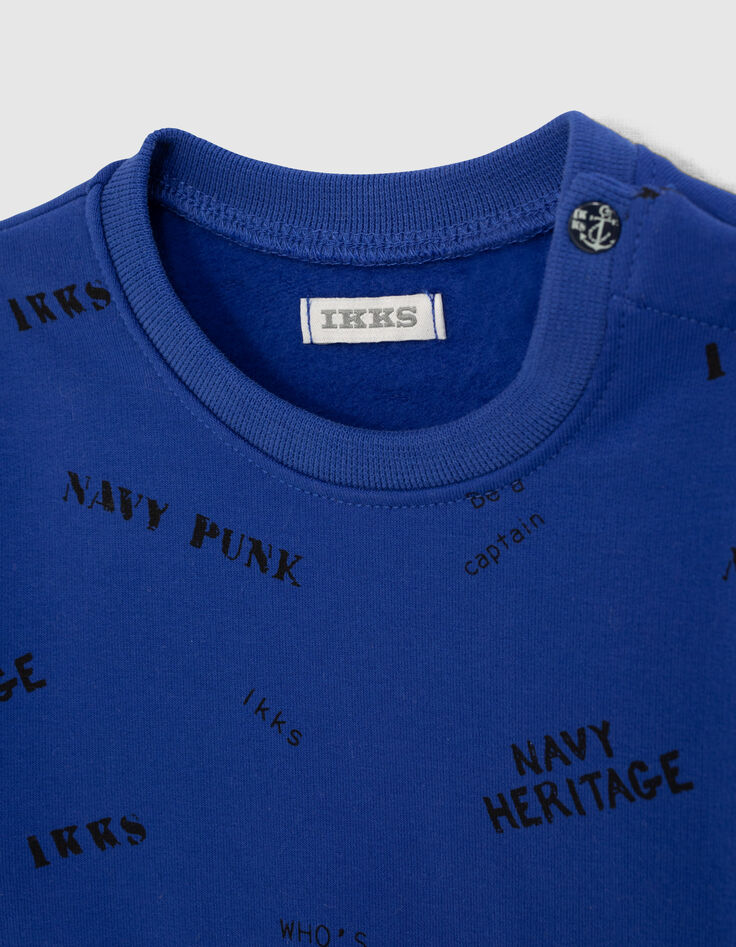 Sweat bleu avec print tampons bébé garçon -2