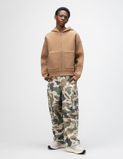 Sweat à capuche zippé camel embossé dos garçon - IKKS
