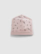 Bonnet réversible rose et imprimé rock coton bio bébé-3