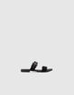 Mules noires en cuir velours brides à œillets Femme-1