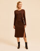 Robe tube longue marron &agrave; nouer c&ocirc;t&eacute; I.Code-8