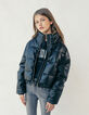 Kurze, schwarze M&auml;dchensteppjacke aus Kunstleder-2