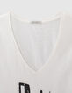 Tee-shirt en coton blanc visuel message rock noir femme-2