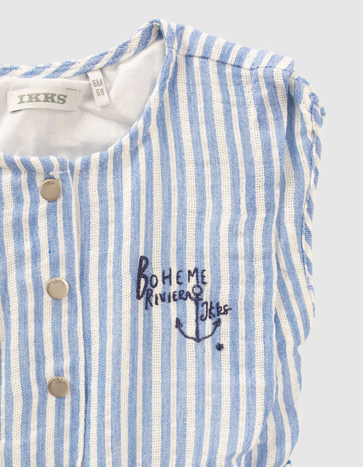 Baby girls' blue and white striped playsuit-3