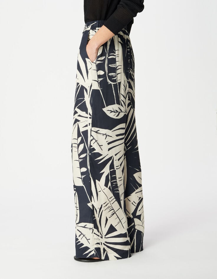 Marinefarbene Maxi-Hose mit weitem Bein f&uuml;r Damen-6