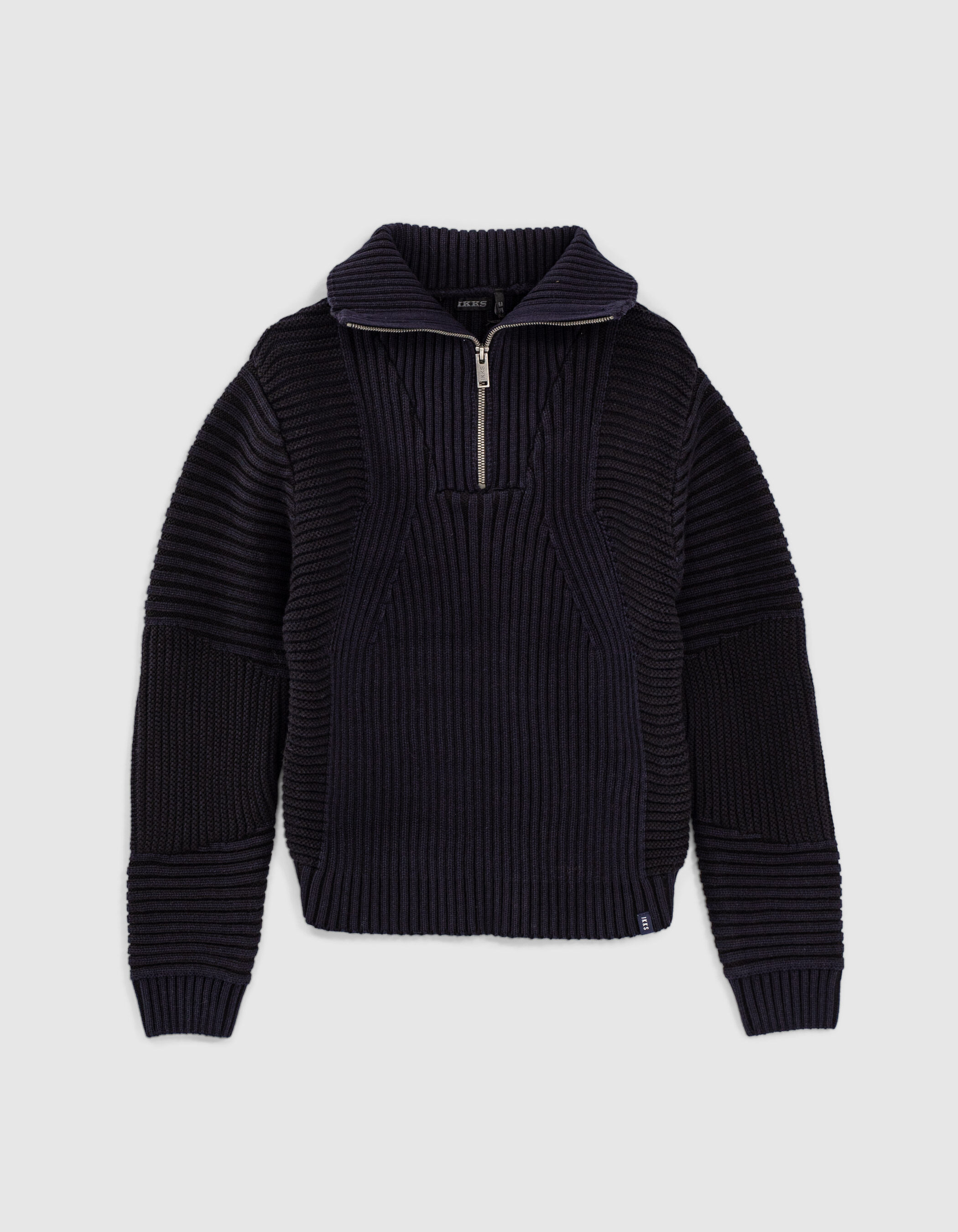 Pull bleu fonce tricot a col camionneur garcon IKKS
