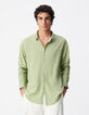 Chemise regular verte voile de coton bio Homme-1