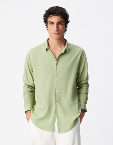 Chemise regular verte voile de coton bio Homme - IKKS