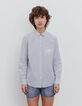 Women’s striped metallic thread shirt, chest insignia-2