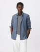 Camisa azul de manga larga, lisa, regular fit-2