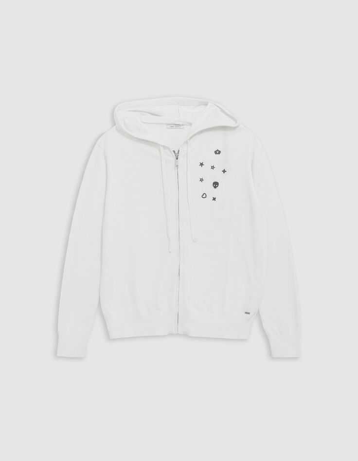 Woman's white zipped cardigan-3