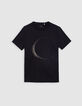 Zwart T-shirt borduursel maan Heren-5