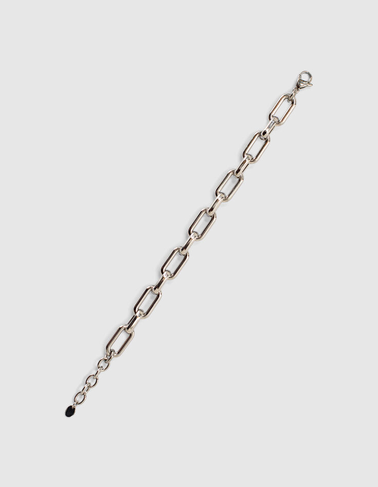 Bracelet argenté en grosse maille femme-3 Bracelet argenté en grosse maille femme-3