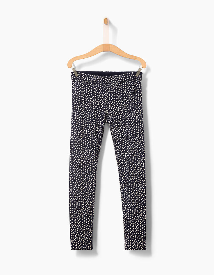 Leggings réversible marine et étoiles fille-2