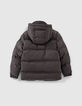 Anthrazitgraue Jungensteppjacke mit Kapuze mit Schirm-3