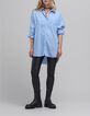 Chemise oversize ciel rayée blanc Femme-2