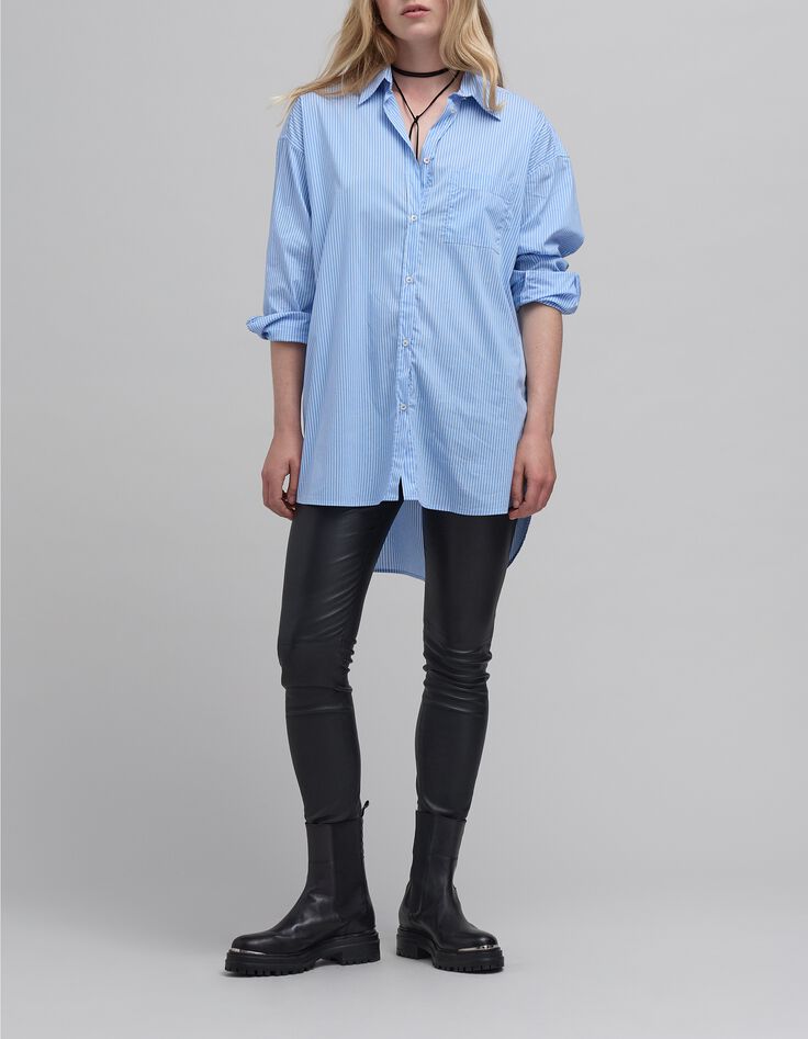 Chemise oversize ciel rayée blanc Femme-2 Chemise oversize ciel rayée blanc Femme-2