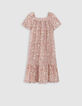 Langes rosa Kleid mit floralem Kaschmirprint-3