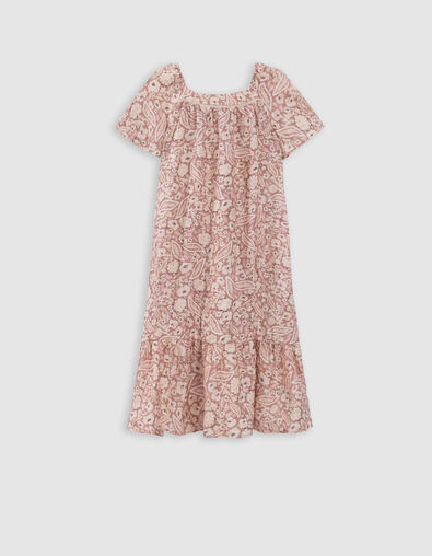 Robe longue rose imprimé cachemire floral fille - IKKS