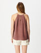 Top sans manches loose bordeaux gaze de coton Femme-4