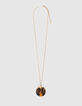 Women&rsquo;s brown tortoiseshell-style pendant long necklace-1