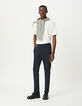 Men’s navy suit trousers with elasticated back-1