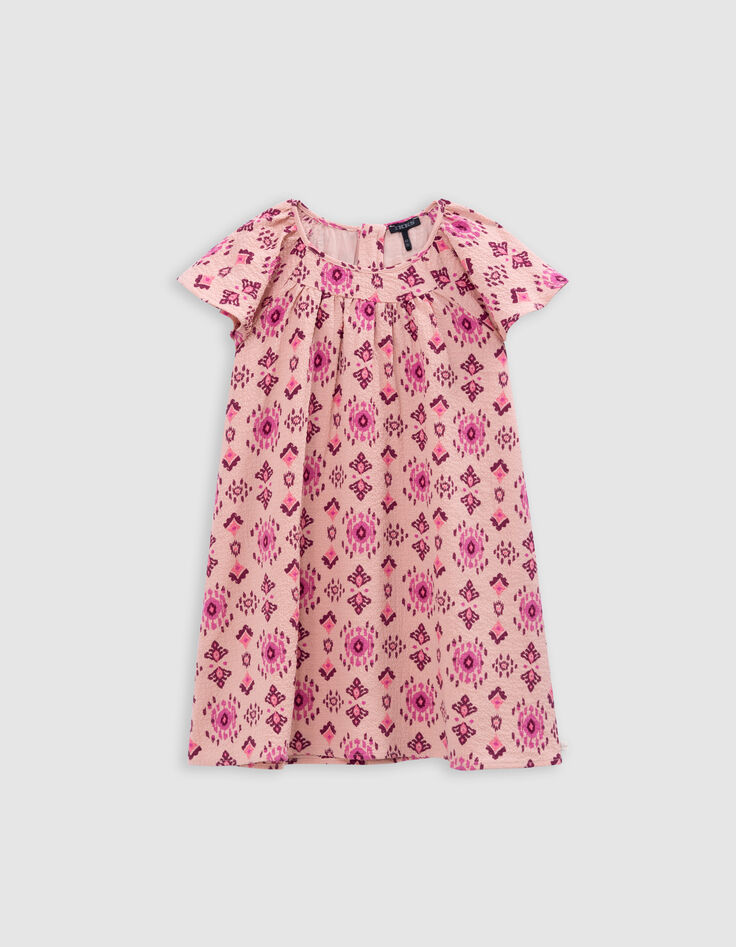 Robe rose imprimé maxi ethnique fille-2