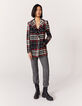 Manteau à carreaux en coton double boutonnage femme-5