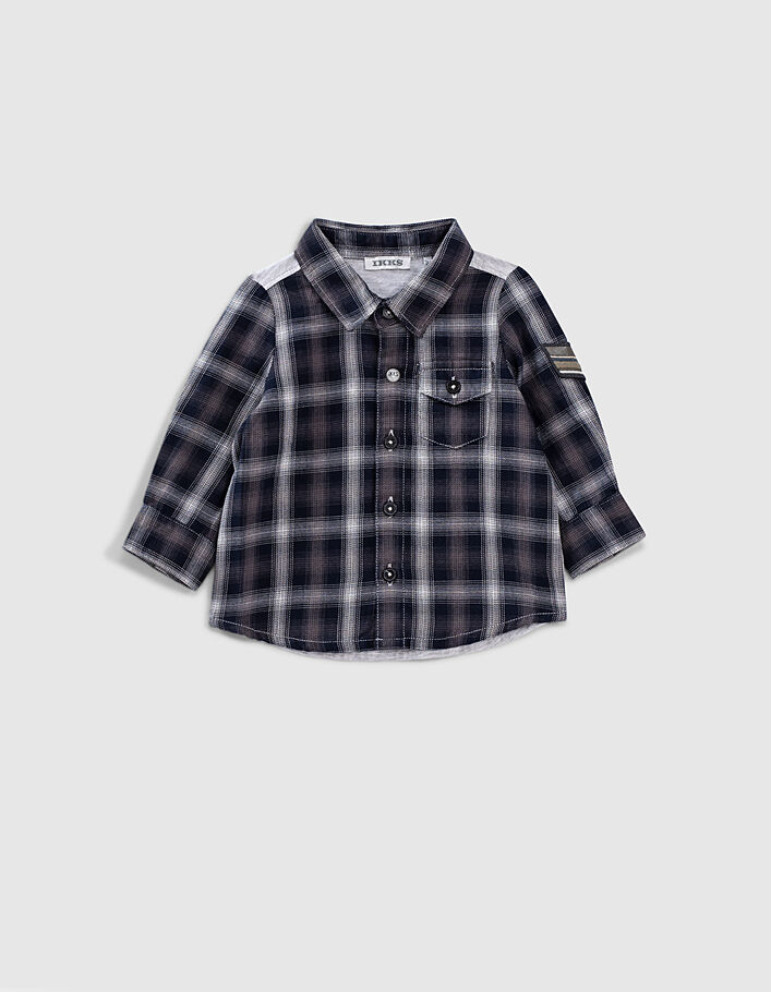 Baby boys' sesame check shirt with jersey back - IKKS