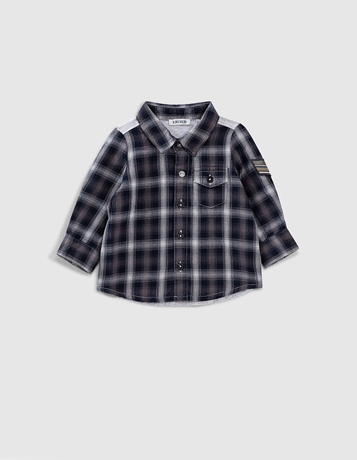 Chemise sézame à carreaux et dos jersey bébé garçon -2 Chemise sézame à carreaux et dos jersey bébé garçon -2