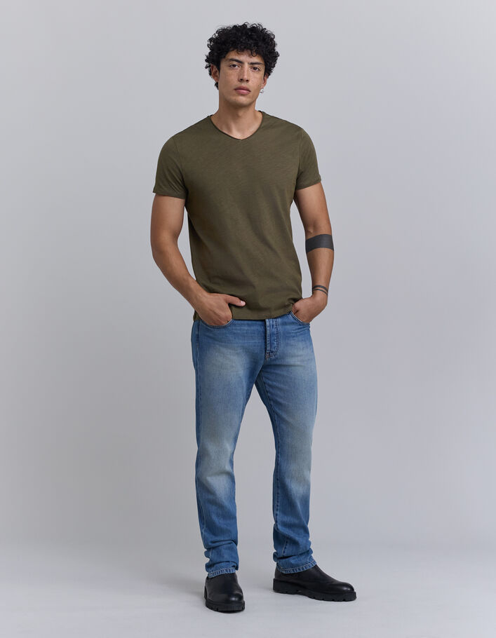 T-shirt L'Essentiel dark kaki à col V Homme-1