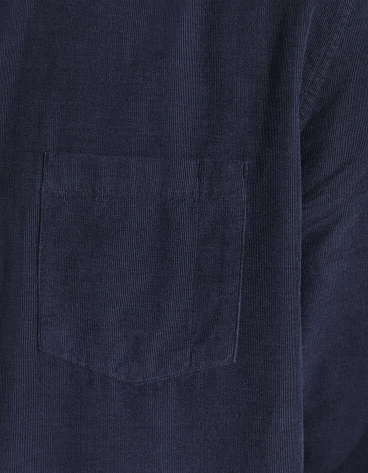 Marineblaues REGULAR-Herrenhemd aus gestreiftem Velours-5