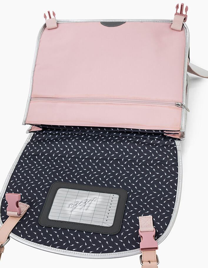 Cartable 41 cm rose poudr?� et navy K fille